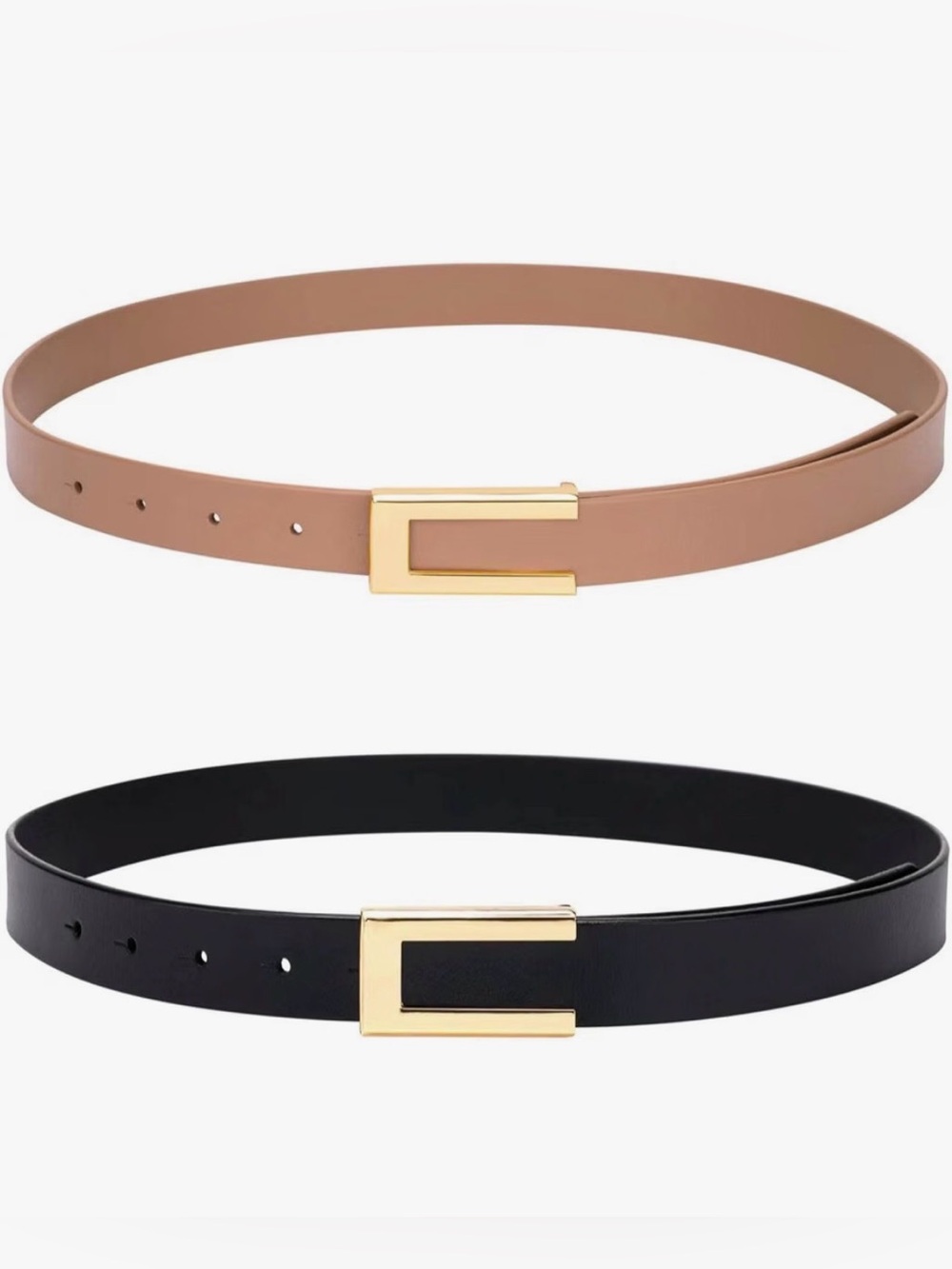 Two leather Belts - Black and Beige